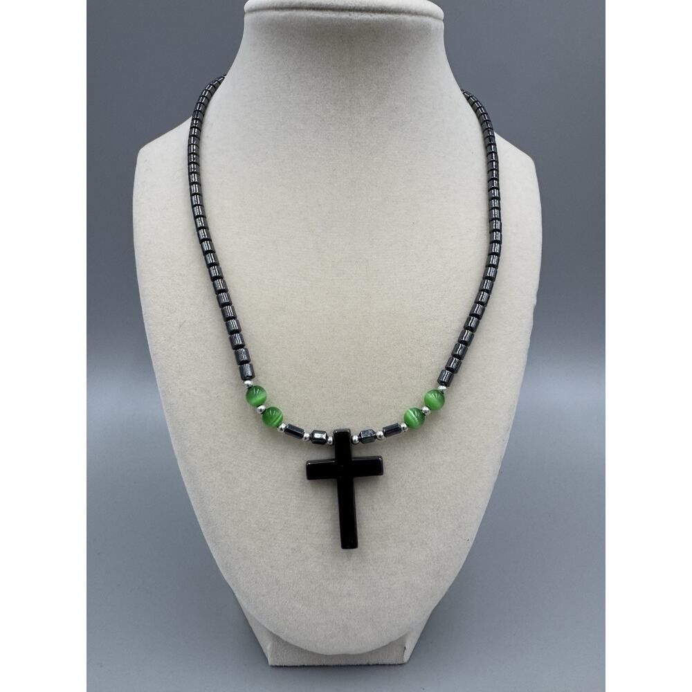 Beaded W/‎ Cross Pendant Statement Necklace
